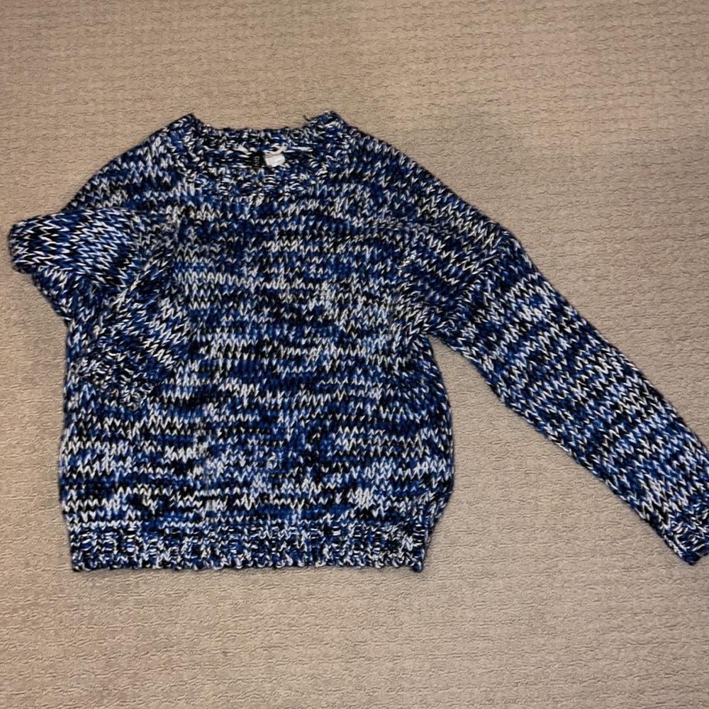 Navy Blue Black White Knit Sweater